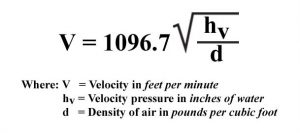 equations for velocity using a pitot tube