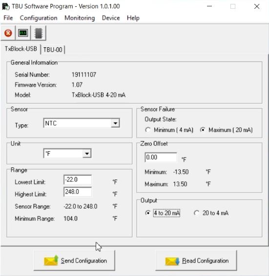 TBU-00 Programming Screenshot